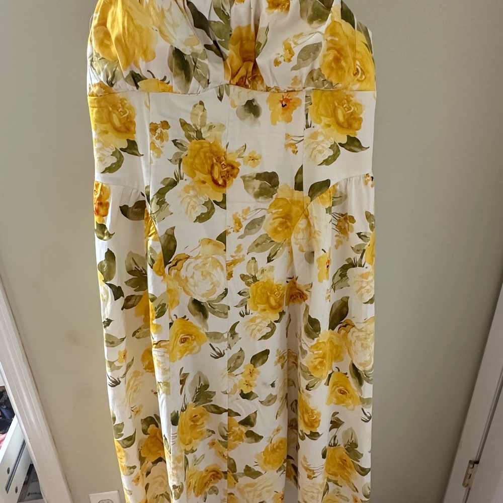 Mango Yellow and White Floral Midi Dress - Picture 4 of 8